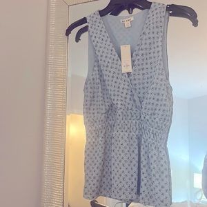 Smock waist baby blue top